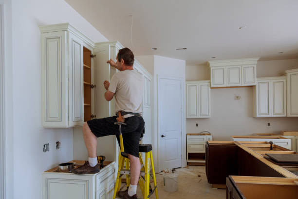 Kitchen island installation in Norwood by JMT Kitchen Cabinet